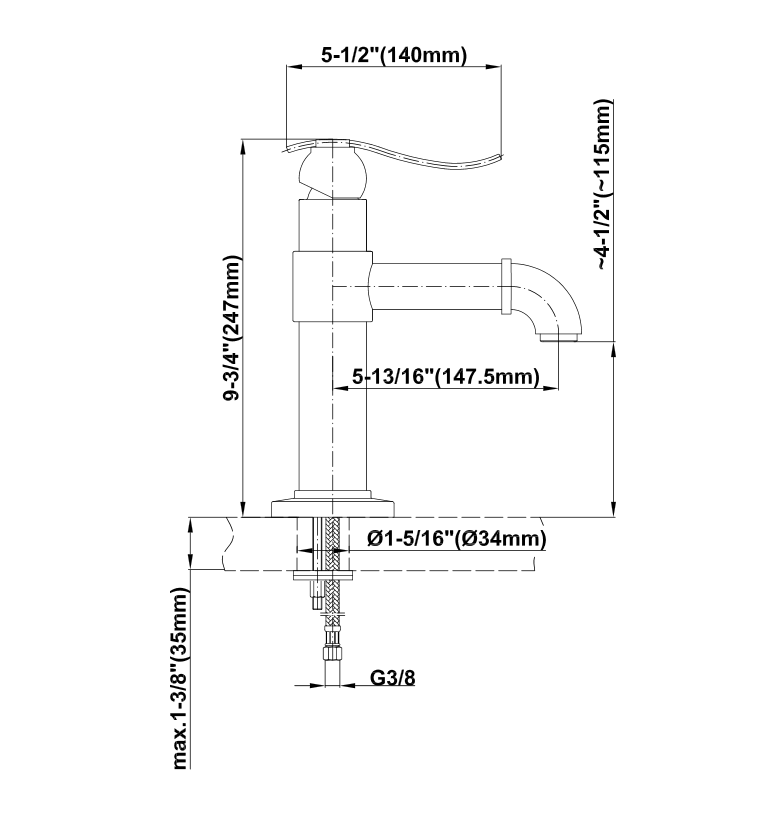 Single lever Basin mixer